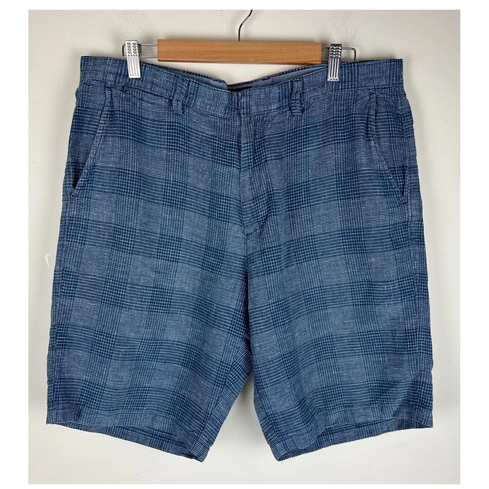 J. Crew Club | Men’s 100% Linen Plaid Shorts Blue Preppy Beachy Coastal | 36